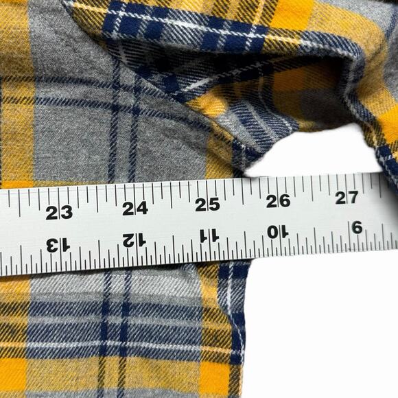 St John’s Bay Men’s XL Button Down Plaid Flannel Shirt Yellow Gray Long Sleeve - Picture 2 of 10